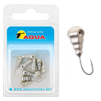 фото Мормышка вольфрамовая aqua "личинка с отверстием" d 5мм, крючок 10, серебро, 10шт.