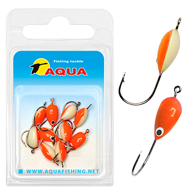 фото Мормышка фосфорная aqua №06 orange, крючок №10 (10 штук в блистере)