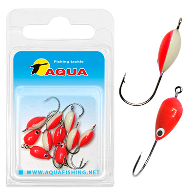 фото Мормышка фосфорная aqua №06 red, крючок №10 (10 штук в блистере)