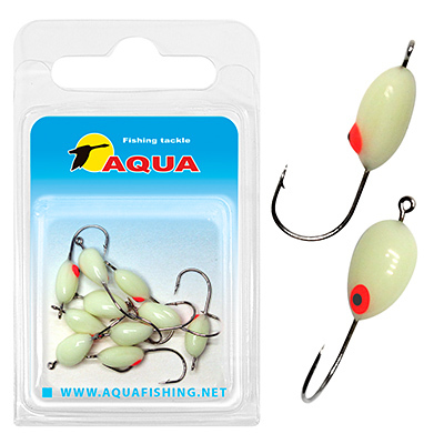 фото Мормышка фосфорная aqua №06 p_фосфор, крючок №12 (10 штук в блистере)