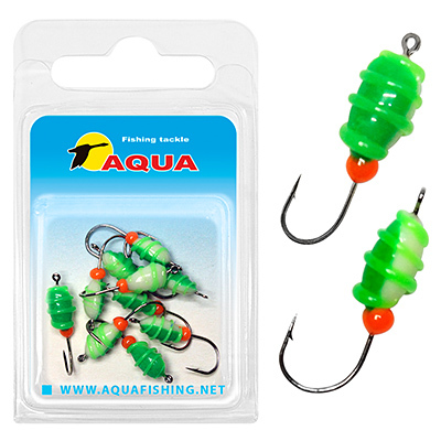 фото Мормышка фосфорная aqua №07 green, крючок №12, вес - 0,08g, (10штук в блистере)