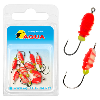 фото Мормышка фосфорная aqua №07 red, крючок №06, вес - 0,31g, (10штук в блистере)