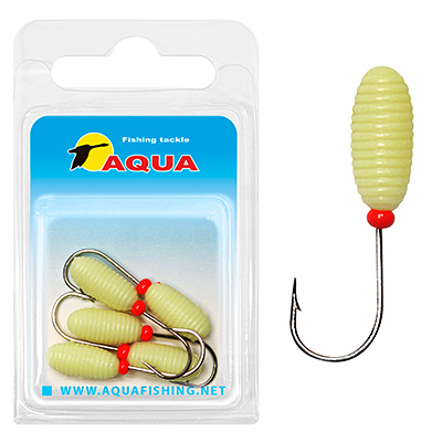 фото Мормышка фосфорная aqua №76 короед, крючок №04 (5штук в блистере)
