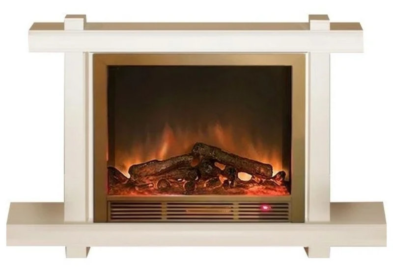 фото Каминокомплект glenrich капри delux sharm33 brass белый шпон