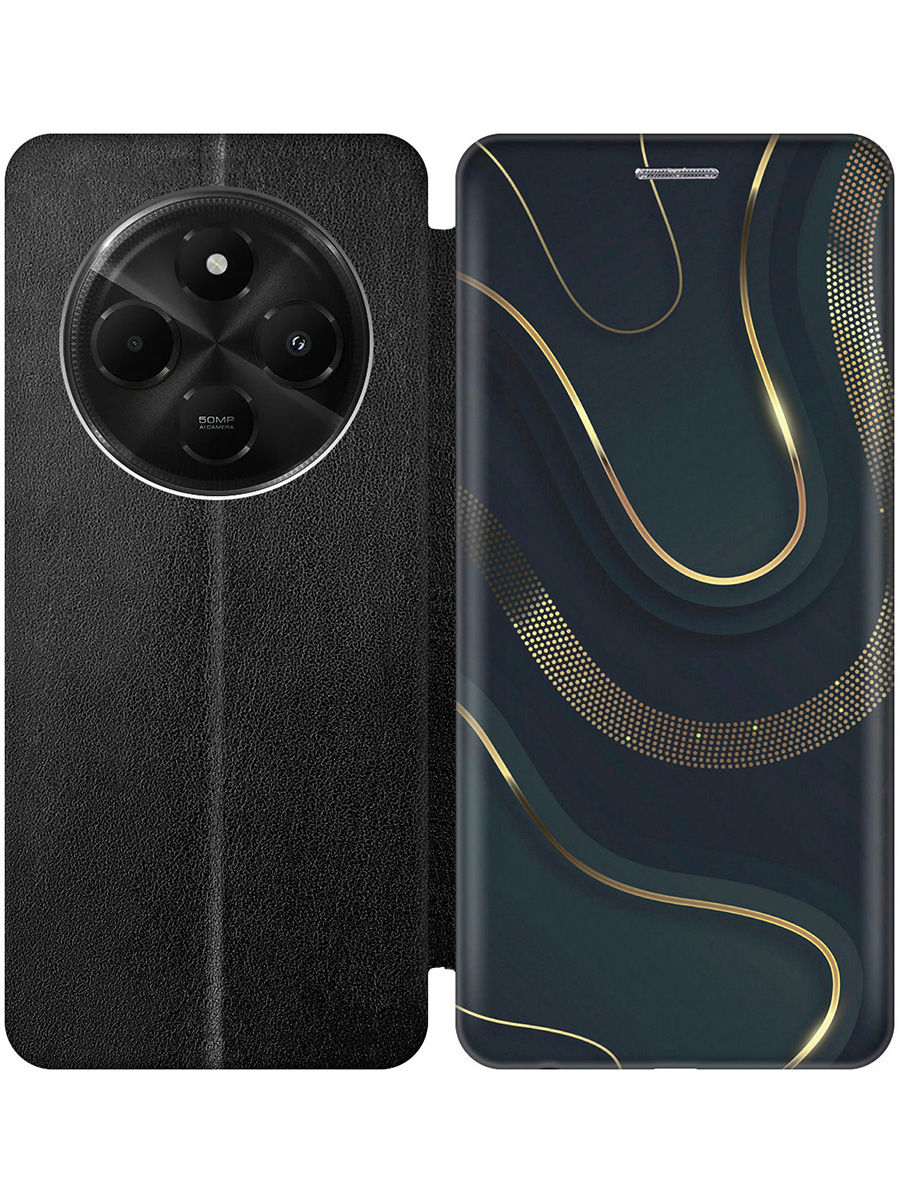 Чехол-книжка на Xiaomi Redmi 14C / Poco C75 с принтом "Золотистые акценты" черный, Черный;золотистый;серый, 786715731 
Чехол-книжка на Xiaomi Redmi 14C / Poco C75 с принтом "Золотистые акценты" черный, Черный;золотистый;серый, 786715731