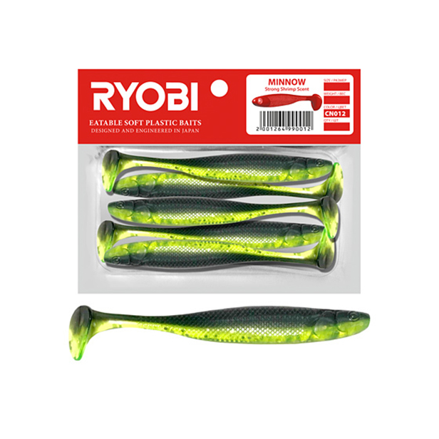 Мягкая силиконовая приманка риппер Ryobi MINNOW (93mm), CN012 (fresh kiwi), 5 шт., Зеленый;черный, Minnow
Мягкая силиконовая приманка риппер Ryobi MINNOW (93mm), CN012 (fresh kiwi), 5 шт., Зеленый;черный, Minnow