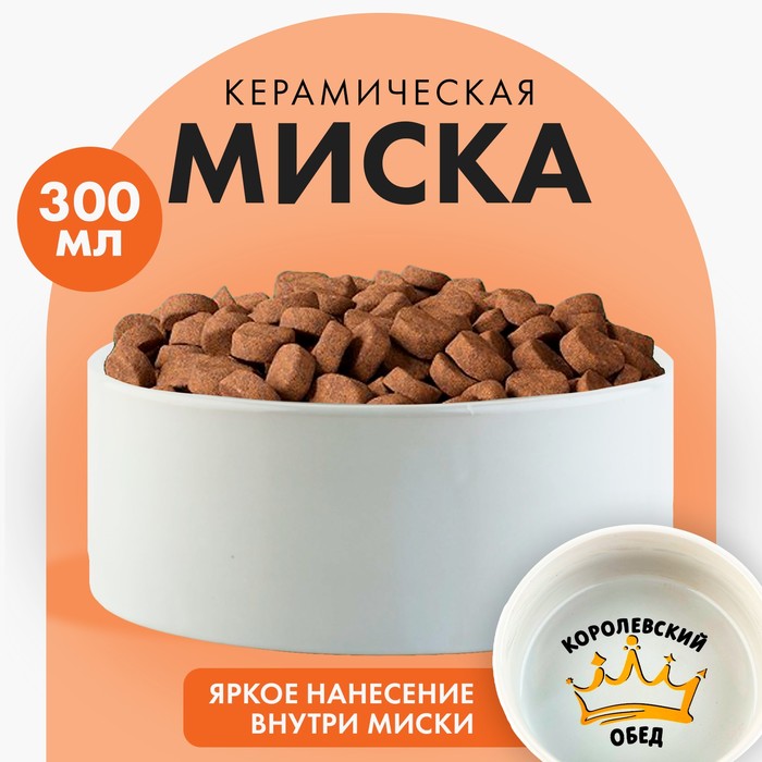 Миска для кошек и собак Пушистое счастье Королевский обед, белая, керамика, 300 мл, Белый
Миска для кошек и собак Пушистое счастье Королевский обед, белая, керамика, 300 мл, Белый