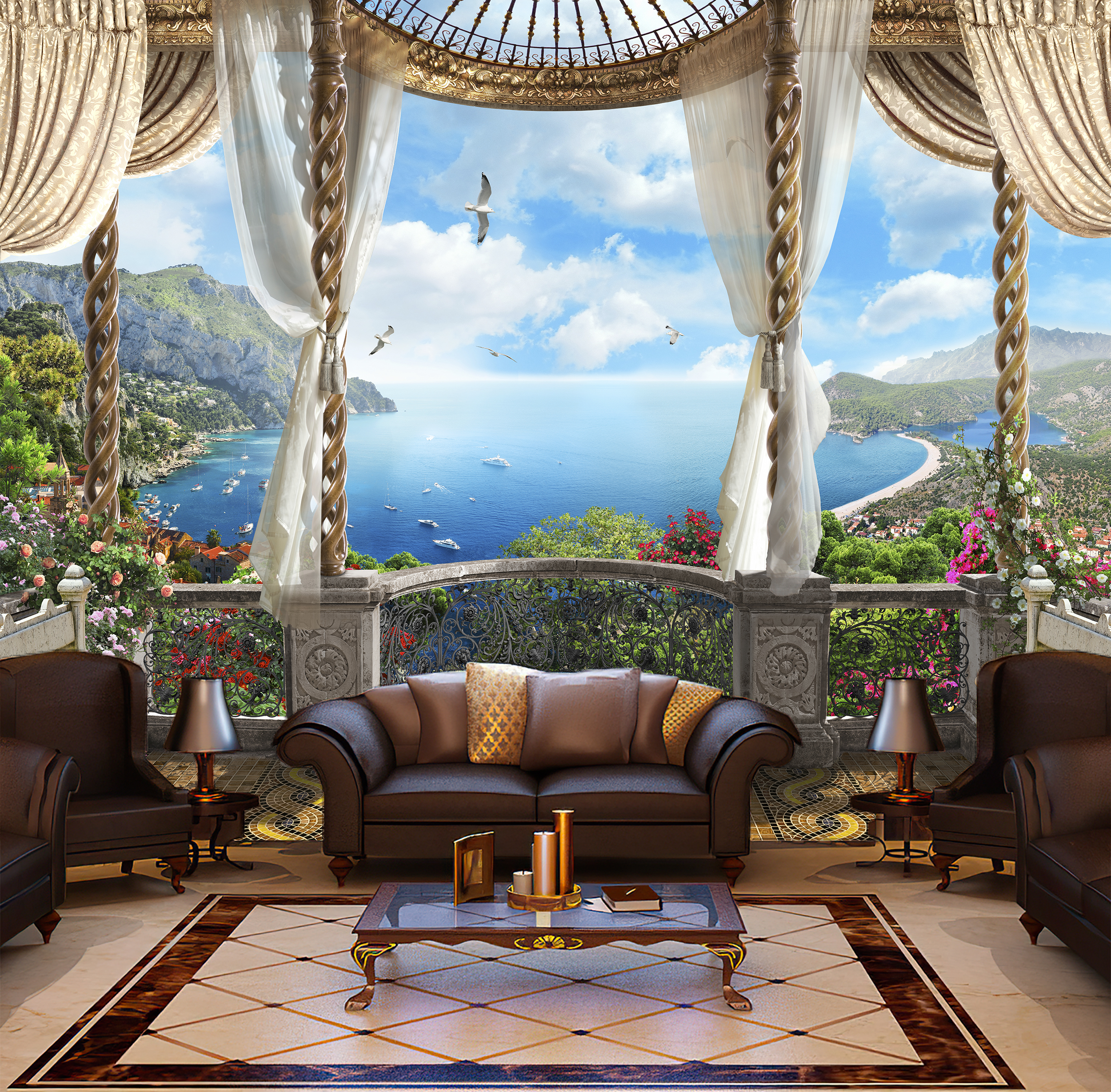 Фотообои ARTDELUXE FRESCO Вид с терассы на море флизелиновые 300х230см., Бежевый;голубой;зеленый, 300х230
Фотообои ARTDELUXE FRESCO Вид с терассы на море флизелиновые 300х230см., Бежевый;голубой;зеленый, 300х230