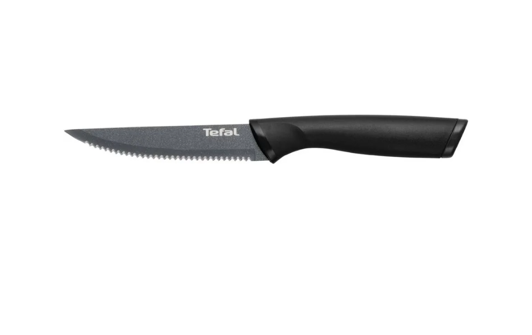 Нож Tefal K1560874 2100113069 стальной для стейка лезв.110мм серрейт. заточка черный, K1560874
Нож Tefal K1560874 2100113069 стальной для стейка лезв.110мм серрейт. заточка черный, K1560874
