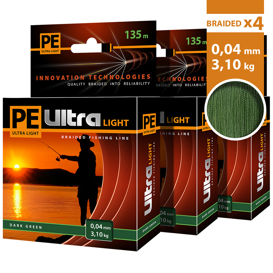 Леска плетеная Aqua PE Ultra Light 0,04 мм, 135 м, 3,1 кг, dark green, 3 шт., PE Ultra Light
Леска плетеная Aqua PE Ultra Light 0,04 мм, 135 м, 3,1 кг, dark green, 3 шт., PE Ultra Light
