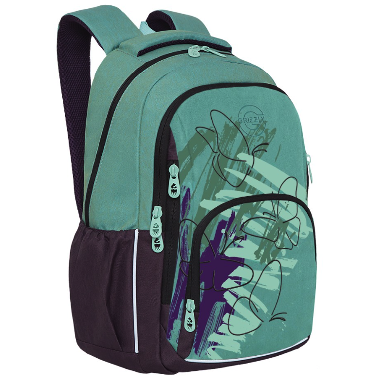 фото Рюкзак детский grizzly /2 бирюзовый - фиолетовый rd-243-1