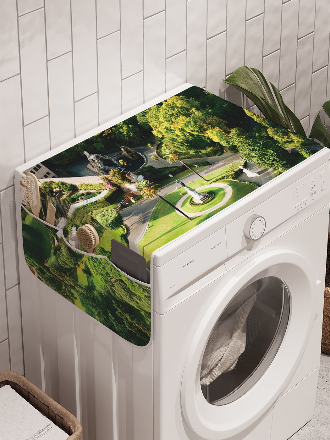 фото Органайзер "городские иллюзии" на стиральную машину, 45x120 см ambesonne