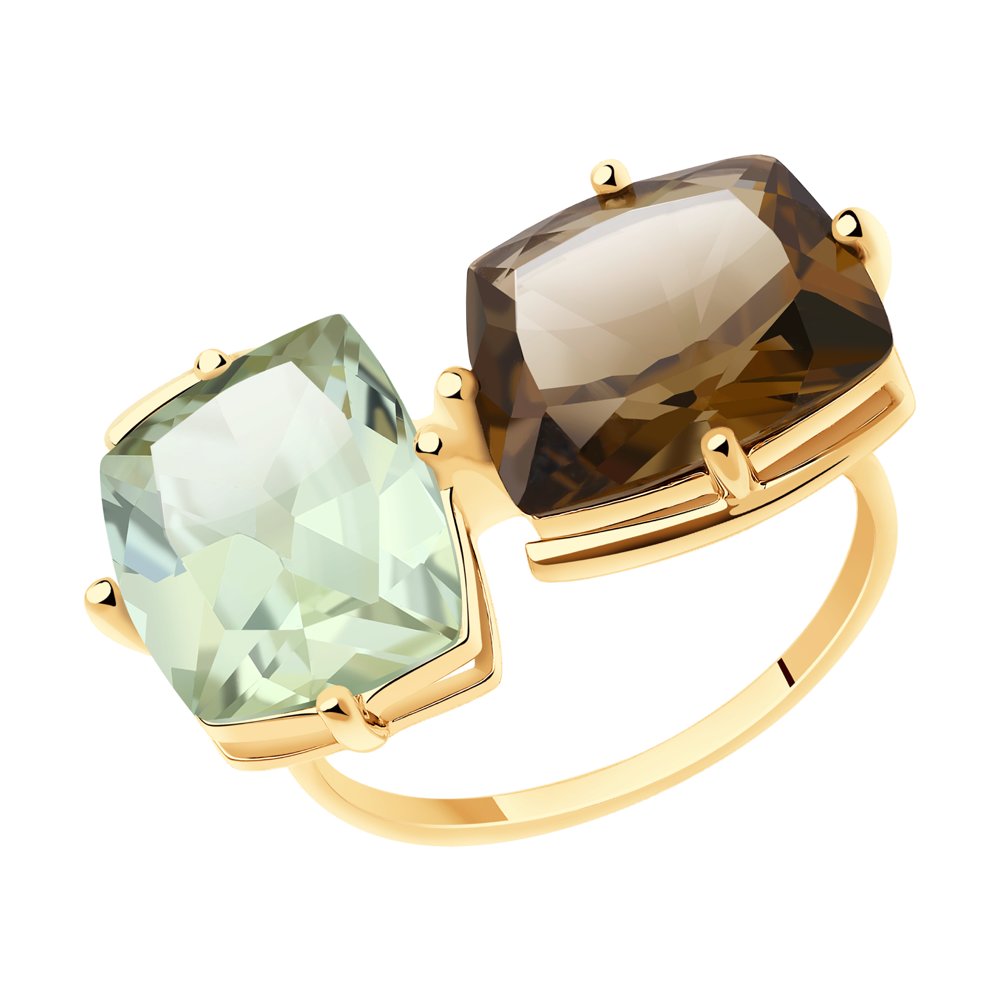 фото Кольцо женское sokolov из золота с аметистом и раухтопазом 716017 р.20