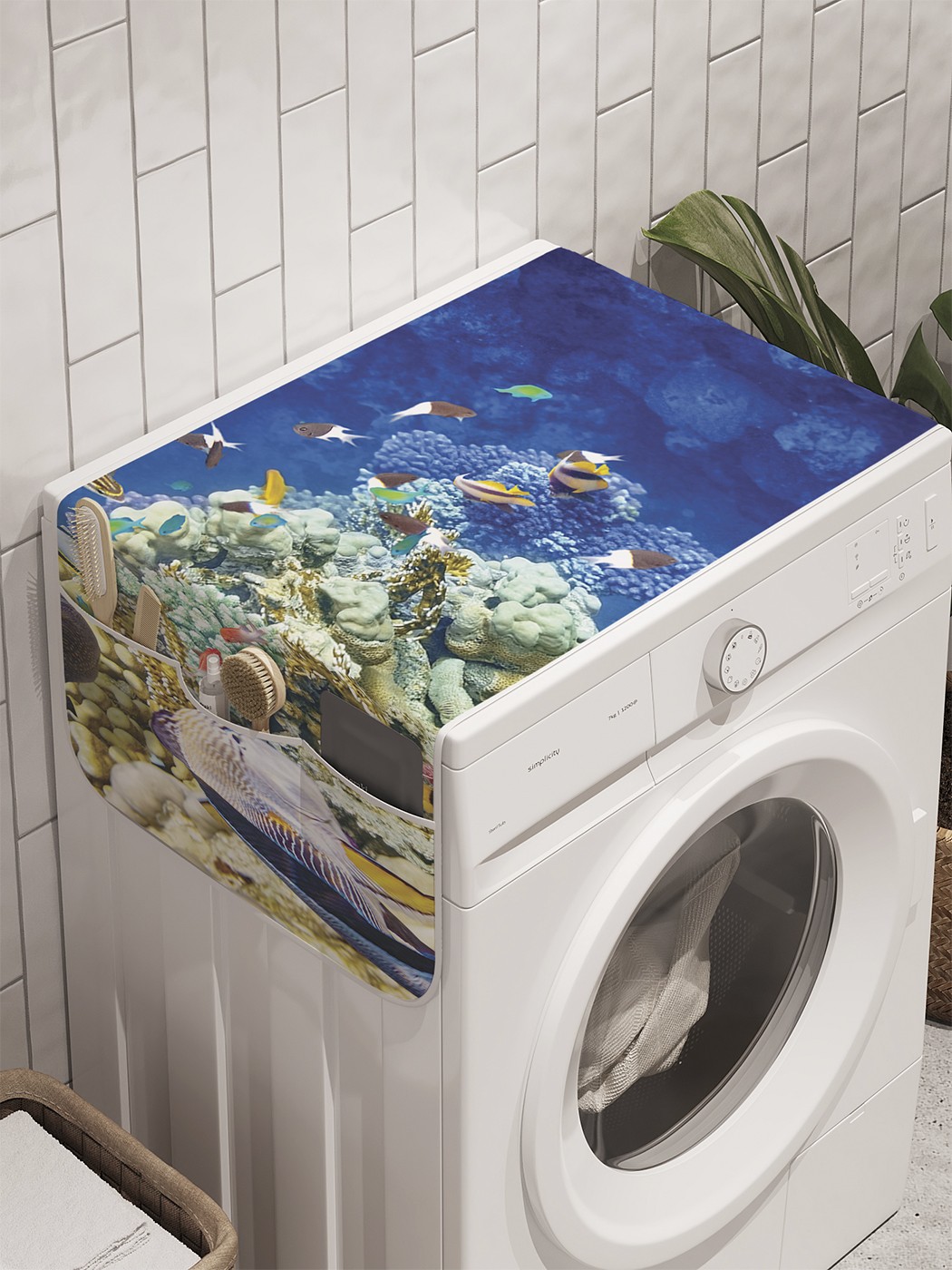 фото Органайзер "коралловое путешествие" на стиральную машину, 45x120 см ambesonne