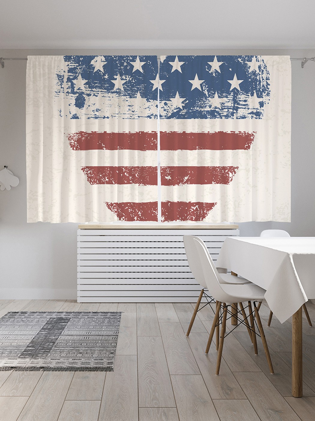 Шторы под лён «Американский флаг в сердце», серия Oxford DeLux, 290х180 см 
Шторы под лён «Американский флаг в сердце», серия Oxford DeLux, 290х180 см