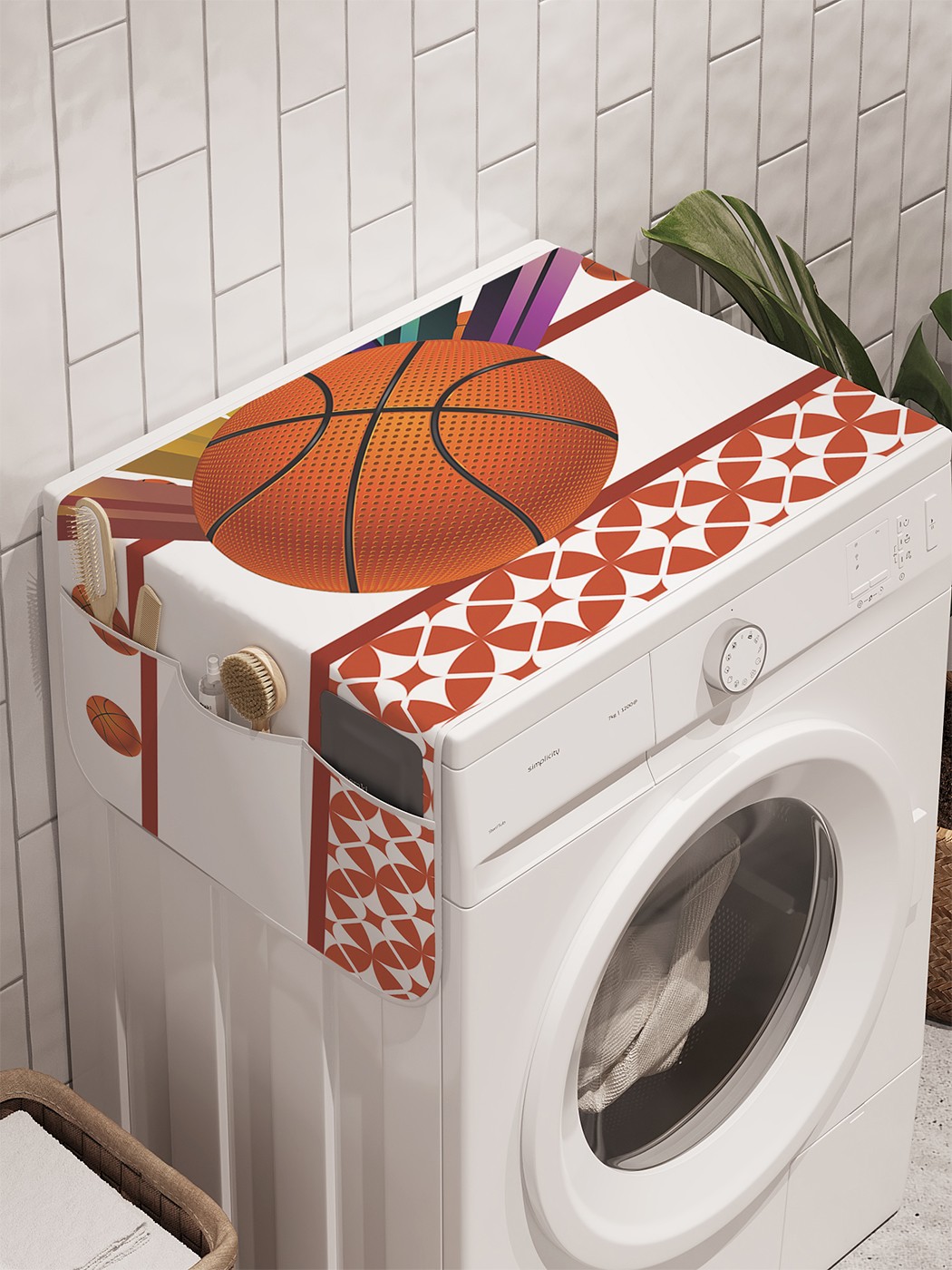фото Органайзер "баскетбольные звезды" на стиральную машину, 45x120 см ambesonne