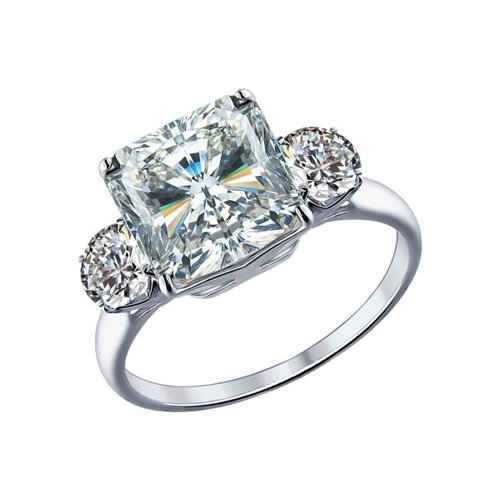 фото Кольцо помолвочное из серебра с фианитом р. 19 sokolov 94012077