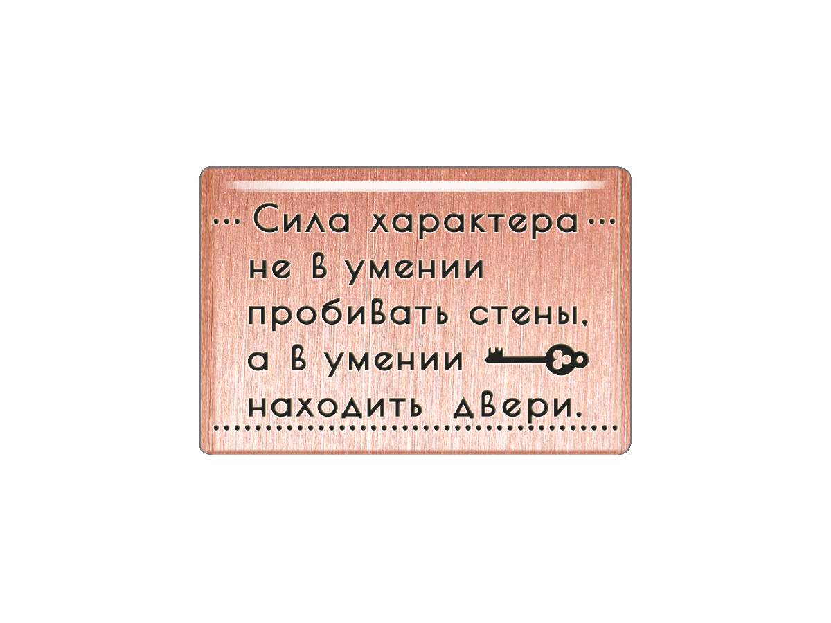 Магнит Сила характера не в умении пробивать стены, а в умении находить двери., Т18.198.01.00
Магнит Сила характера не в умении пробивать стены, а в умении находить двери., Т18.198.01.00