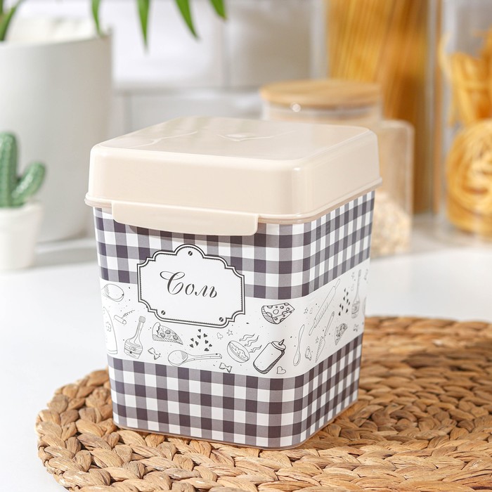 фото Емкость плетенка. соль, 1,2 л, с ложкой nobrand