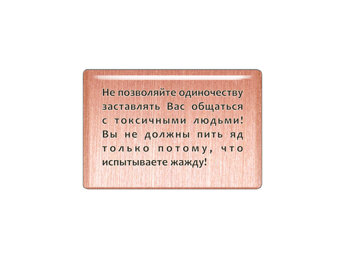 Магнит Не позволяйте одиночеству заставлять Вас общаться с токсичными людьми!, Т18.261.01.00
Магнит Не позволяйте одиночеству заставлять Вас общаться с токсичными людьми!, Т18.261.01.00