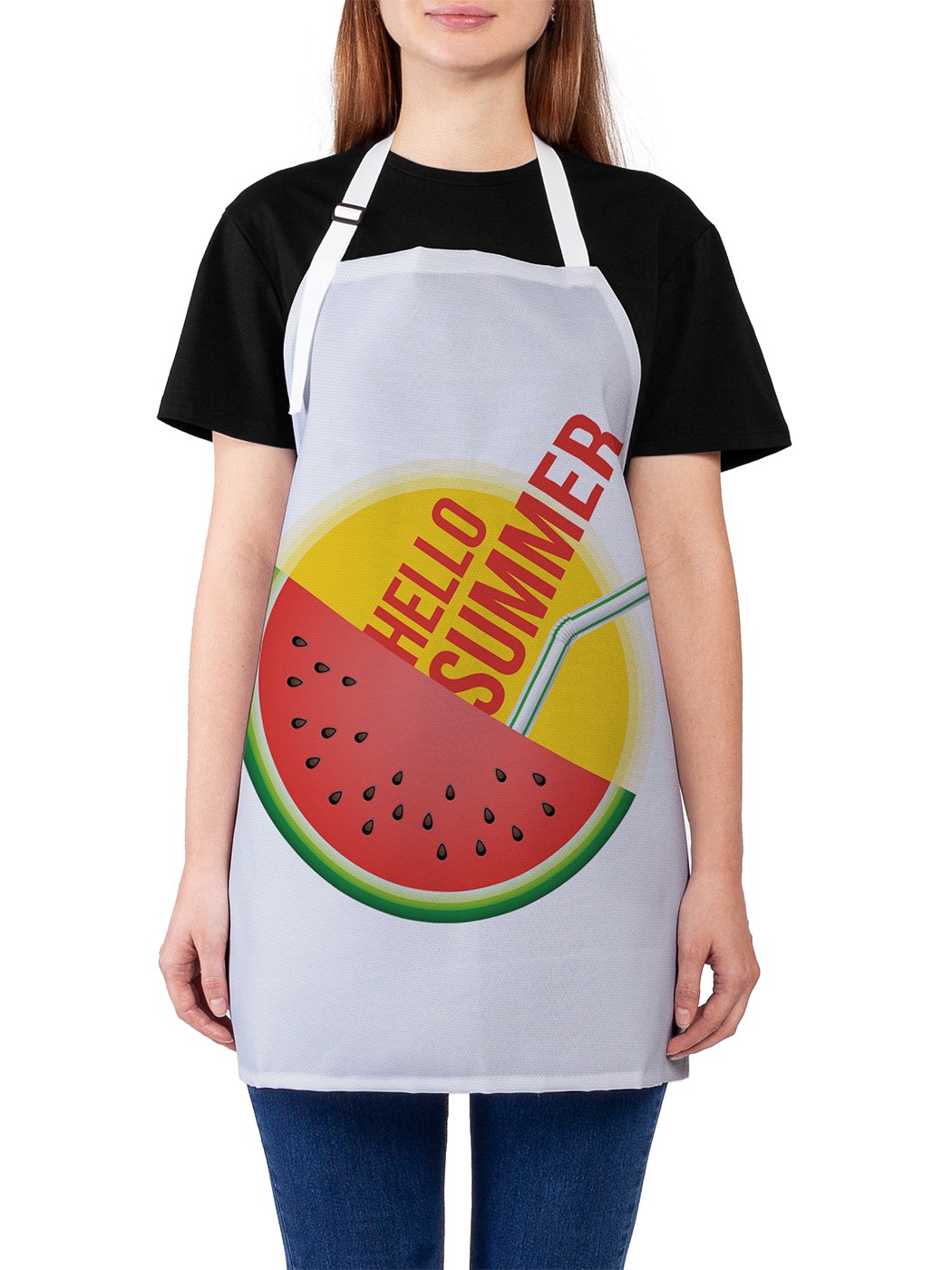 Фартук женский JoyArty для готовки "Привет, арбузное лето", универсальный размер, Белый 
Фартук женский JoyArty для готовки "Привет, арбузное лето", универсальный размер, Белый