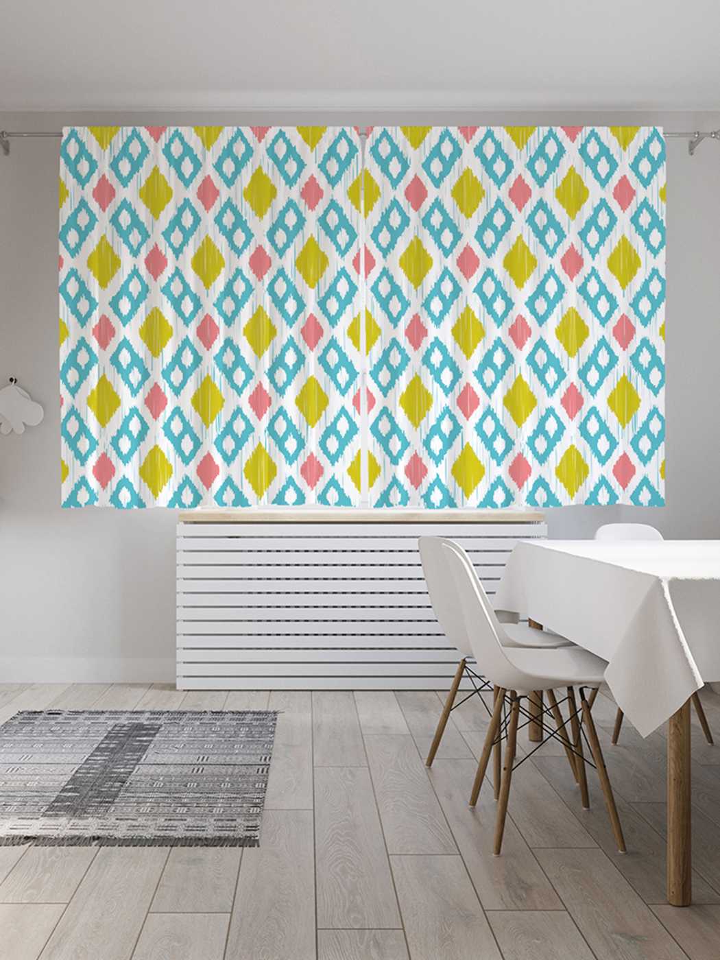 фото Шторы с фотопечатью joyarty "геометрический узор" из сатена, 290х180 см