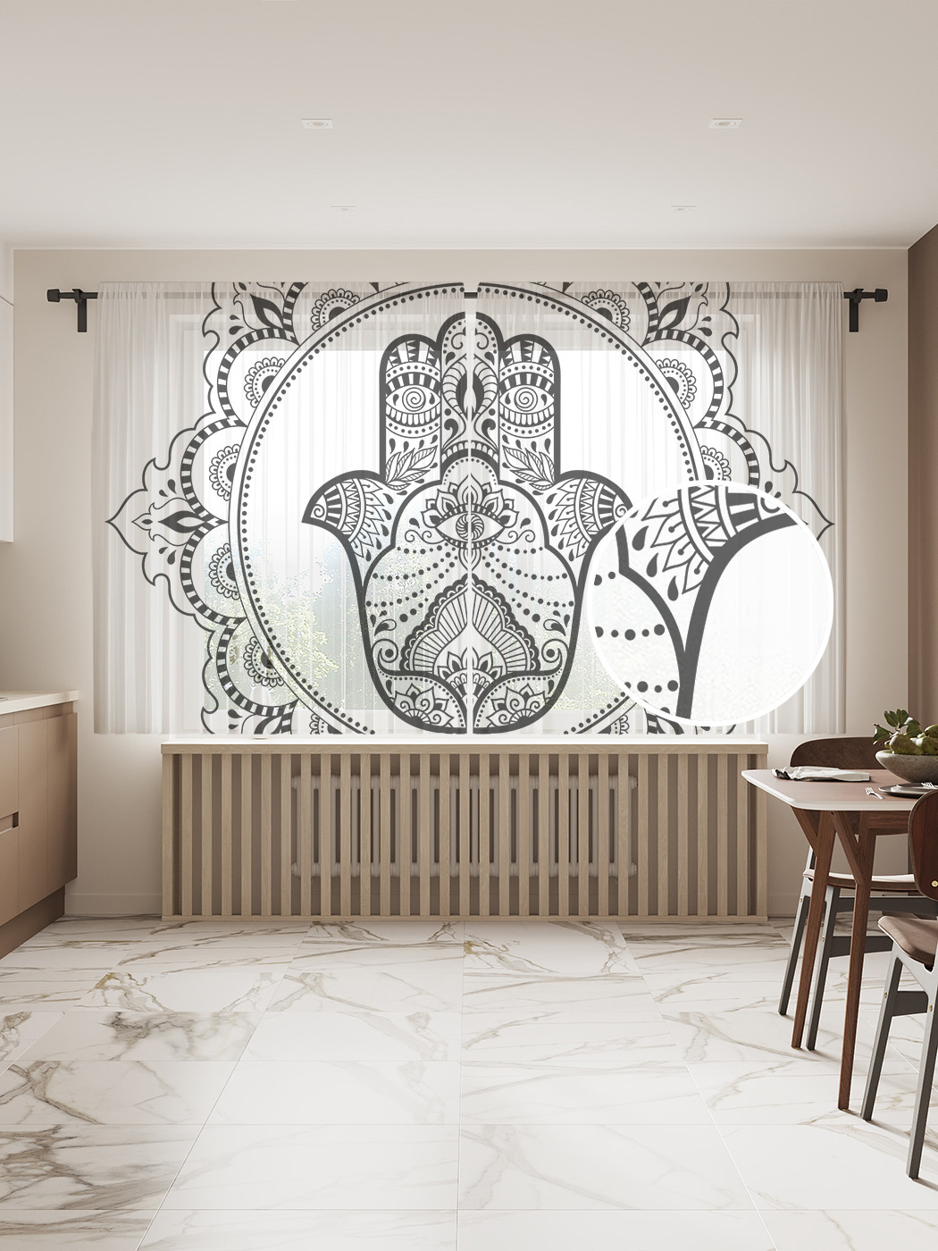 Фототюль JoyArty "Хамса в орнаменте", 145x180см (2 полотна со шторной лентой + 50 крючков), Хамса в орнаменте
Фототюль JoyArty "Хамса в орнаменте", 145x180см (2 полотна со шторной лентой + 50 крючков), Хамса в орнаменте