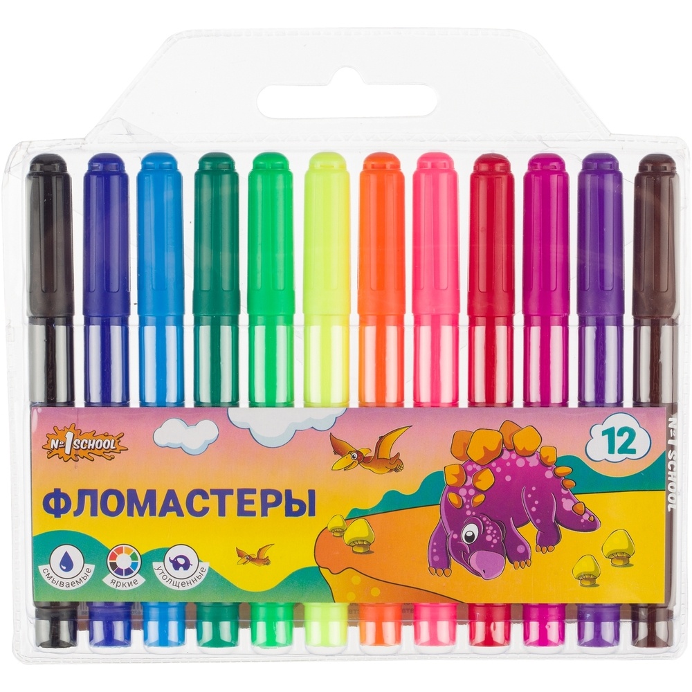 Фломастеры №1 School Дино, 12 цветов, утолщенные, вентилируемый колпачок, смываемые, Разноцветный
Фломастеры №1 School Дино, 12 цветов, утолщенные, вентилируемый колпачок, смываемые, Разноцветный