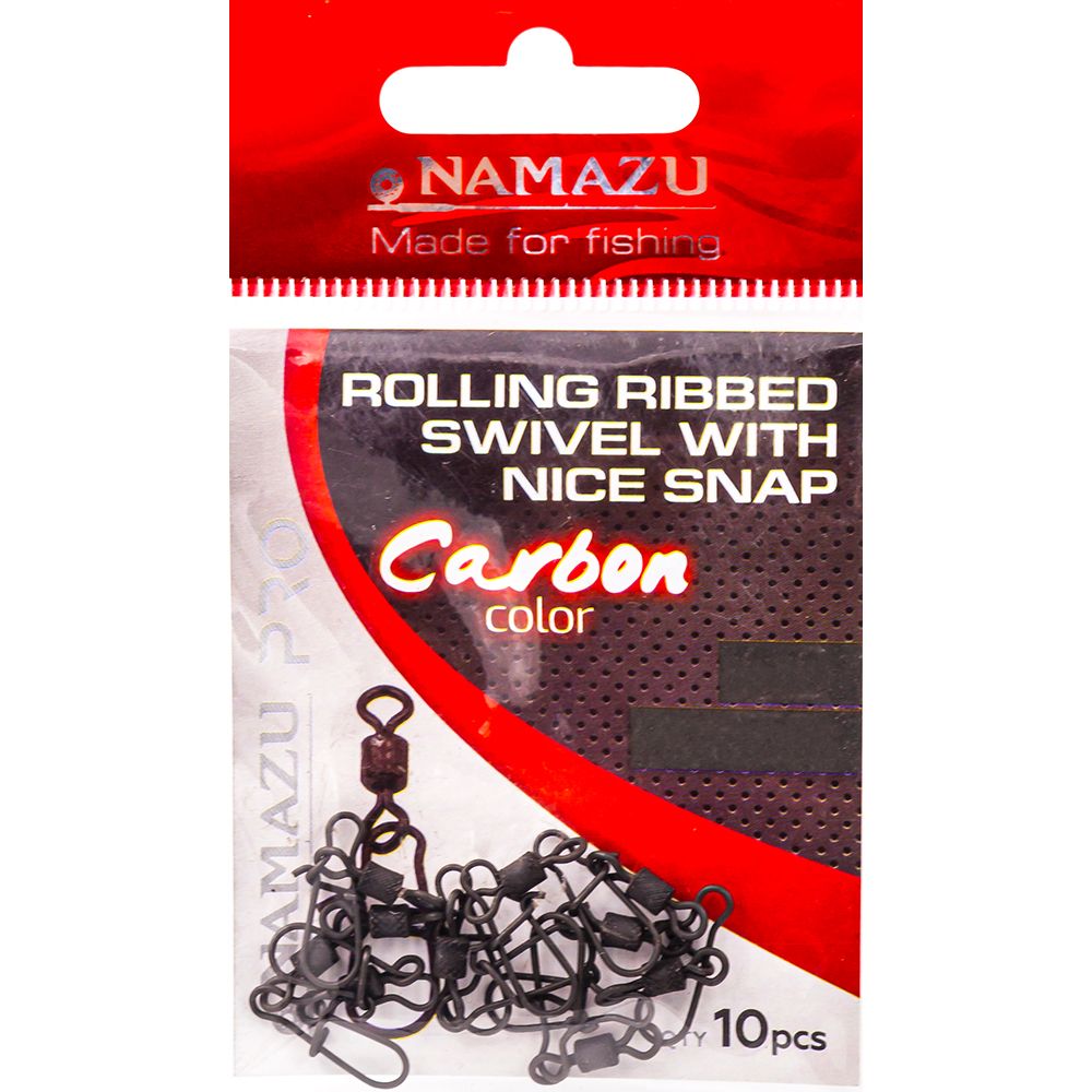 Вертлюг с застёжкой Namazu Pro ROLLING RIBBED SWIVEL WITH NICE SNAP Carbon #05, 35кг 10шт, Черный, аксессуары new stl
Вертлюг с застёжкой Namazu Pro ROLLING RIBBED SWIVEL WITH NICE SNAP Carbon #05, 35кг 10шт, Черный, аксессуары new stl