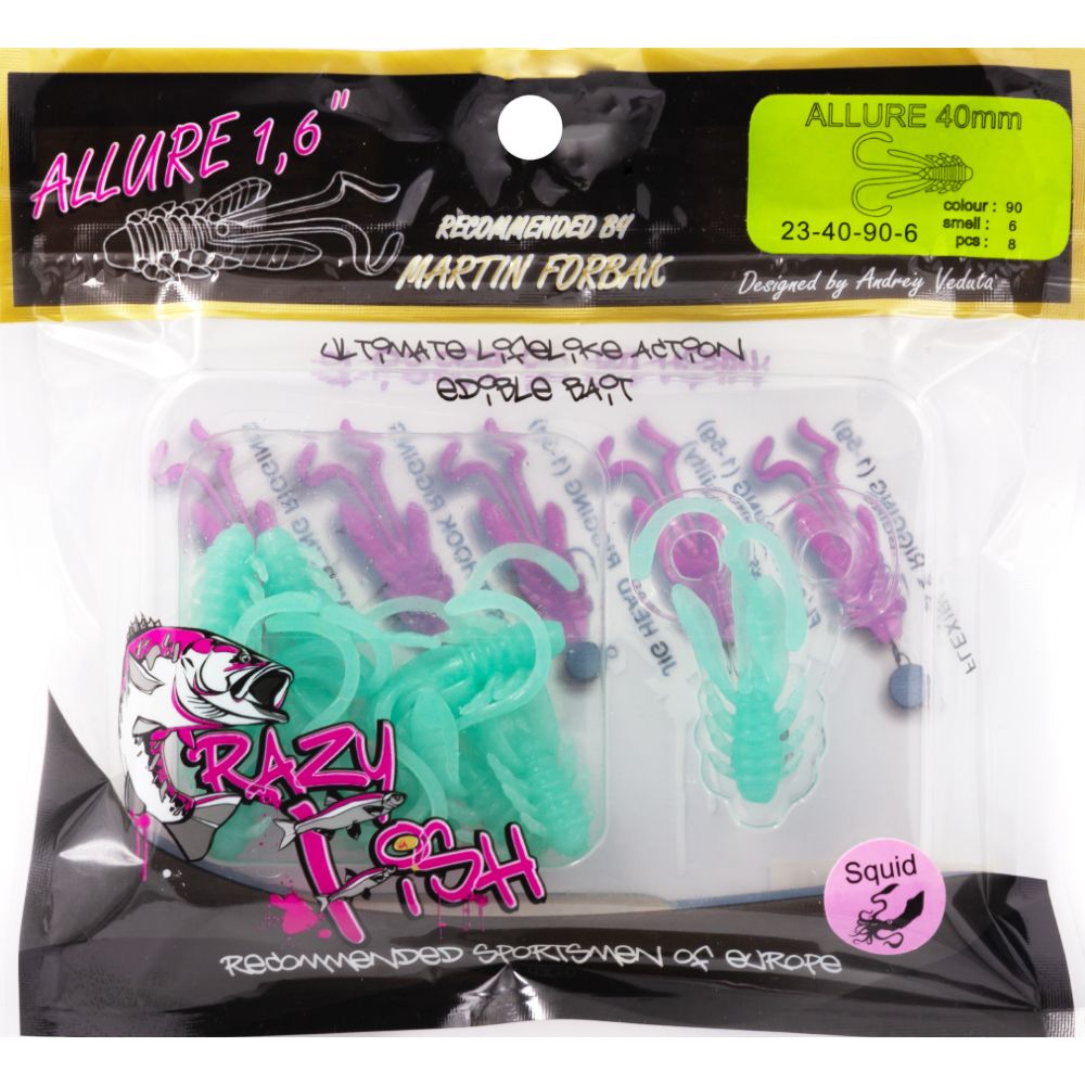 Силиконовая приманка Crazy Fish ALLURE 1.6" 40мм #90 Blue Glowing, Кальмар 8шт 23-40-90-6, Зеленый, ALLUREnew2022
Силиконовая приманка Crazy Fish ALLURE 1.6" 40мм #90 Blue Glowing, Кальмар 8шт 23-40-90-6, Зеленый, ALLUREnew2022