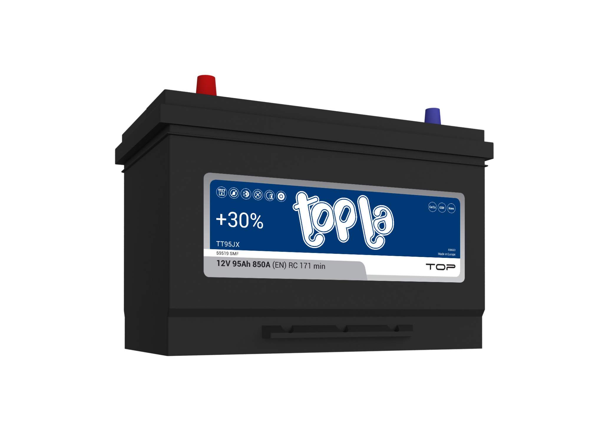 Аккумулятор автомобильный Topla Top TT95JX 95Ah ПП 850A (118995/59519) Asia (борт), Topla 1
Аккумулятор автомобильный Topla Top TT95JX 95Ah ПП 850A (118995/59519) Asia (борт), Topla 1