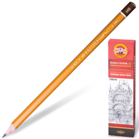 Карандаш чернографитный KOH-I-NOOR 1500, 1 шт., HB, корпус желтый, заточенный, 15000HB
Карандаш чернографитный KOH-I-NOOR 1500, 1 шт., HB, корпус желтый, заточенный, 15000HB
