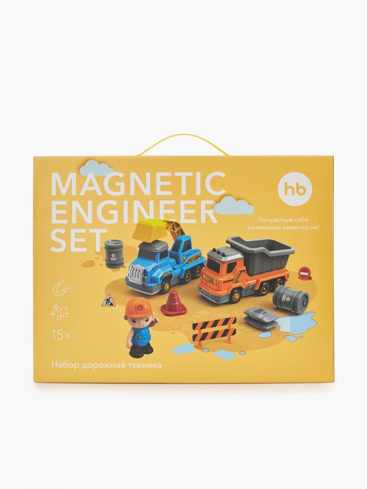 фото Игровой набор happy baby дорожная техника "magnetic engineer set" разноцветный 331870