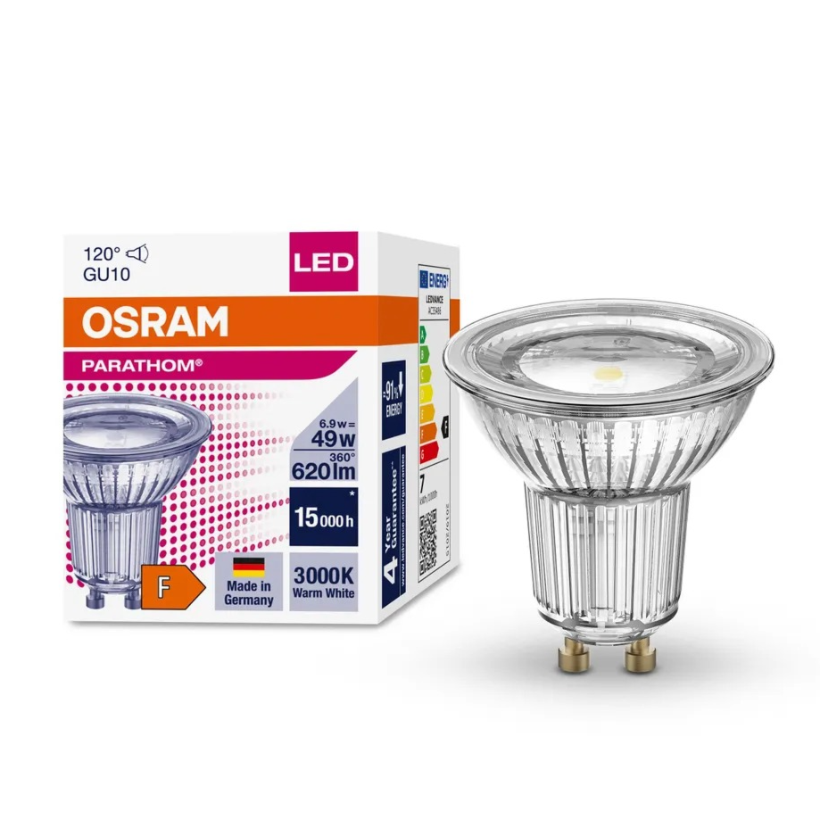 Лампа светодиодная диммируемая GU10 Osram Parathom PAR16 6,9Вт, 3000К, теплый свет, 620лм
Лампа светодиодная диммируемая GU10 Osram Parathom PAR16 6,9Вт, 3000К, теплый свет, 620лм