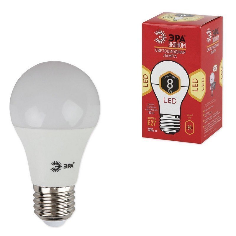 Лампа ЭРА, 8 Вт, цоколь E27, грушевидная, теплый белый, 25000 ч., LED smdA55\60-8w-827-
Лампа ЭРА, 8 Вт, цоколь E27, грушевидная, теплый белый, 25000 ч., LED smdA55\60-8w-827-