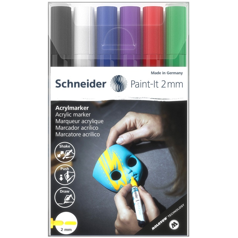 Набор маркеров акриловых Schneider 120195 Paint-it 310 2 мм ассорти 6 шт, Зеленый;красный;белый;черный;синий;фиолетовый
Набор маркеров акриловых Schneider 120195 Paint-it 310 2 мм ассорти 6 шт, Зеленый;красный;белый;черный;синий;фиолетовый