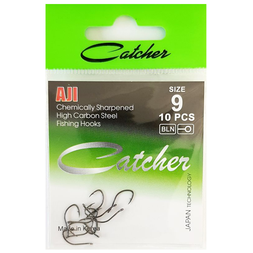 Одинарные крючки Catcher кристалл №9 BN, с колечком, загнутое острие, с бородкой, Черный, AJI
Одинарные крючки Catcher кристалл №9 BN, с колечком, загнутое острие, с бородкой, Черный, AJI