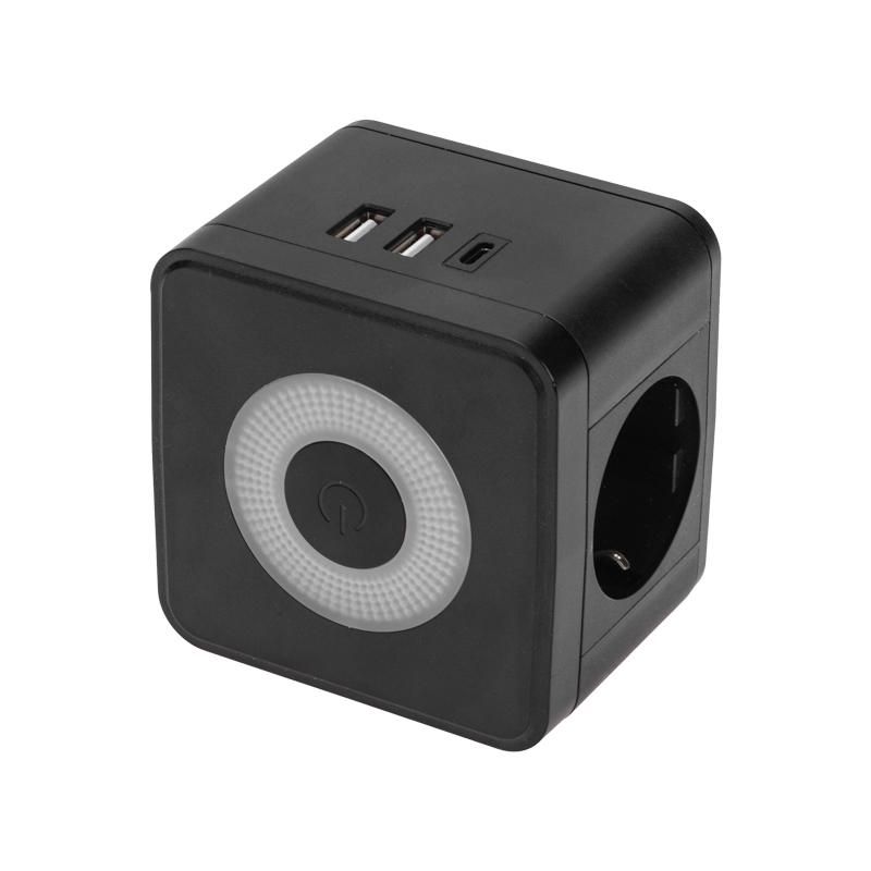 Двойник электрический Куб 16А с/з+2хUSB-A 2.4А+USB Type-C 3А с ночной подсветкой черн. Rex, Черный
Двойник электрический Куб 16А с/з+2хUSB-A 2.4А+USB Type-C 3А с ночной подсветкой черн. Rex, Черный