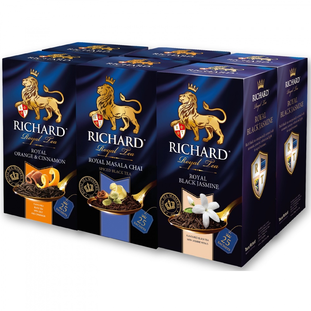 фото Набор чая richard orange & cinnamon, masala chai, black jasmine 26*5 пакетиков