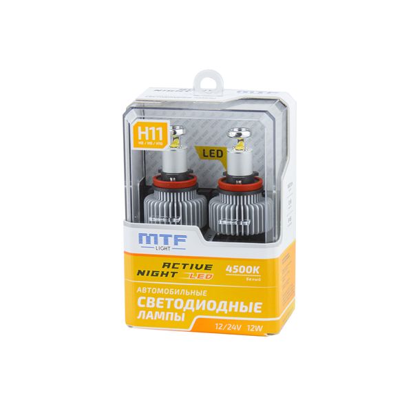 фото Светодиодные лампы mtf light серия active night, 1600lm, 12w, 4500k, h11/h8/h9/h16 anh11k4 mtf light