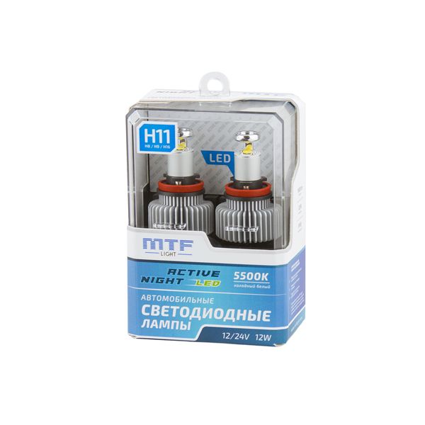 фото Светодиодные лампы mtf light серия active night, 1600lm, 12w, 5500k, h11/h8/h9/h16 anh11k5 mtf light