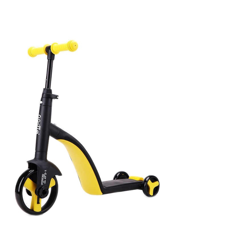 фото Детский трехколесный трансформер 3 в 1 nadle самокат-беговел-велосипед, желтый