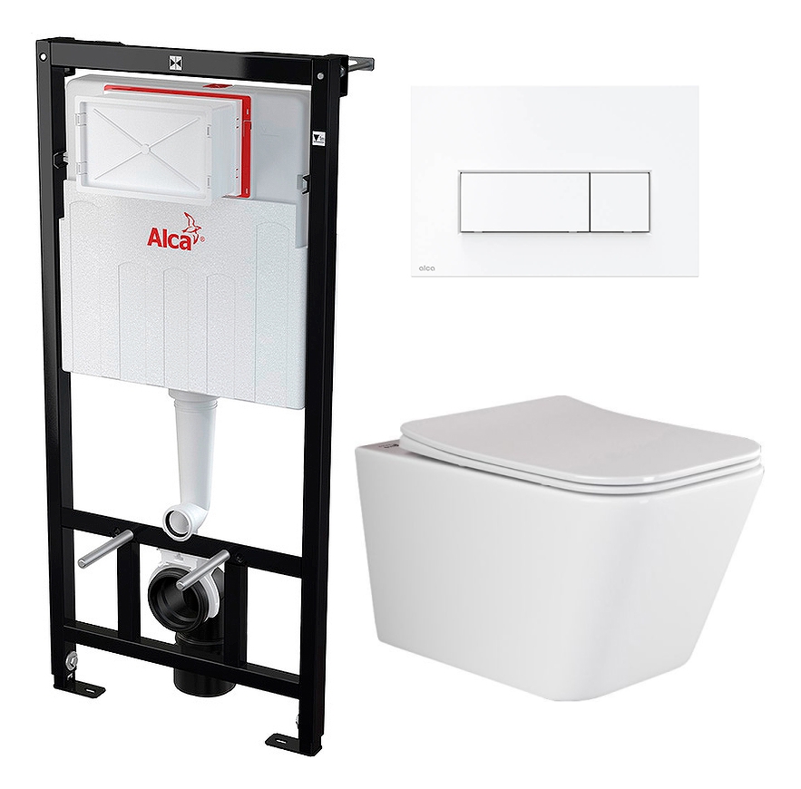 Комплект инсталляция AlcaPlast + Унитаз Ceramica Nova Metric Rimless + кнопка белая 
Комплект инсталляция AlcaPlast + Унитаз Ceramica Nova Metric Rimless + кнопка белая