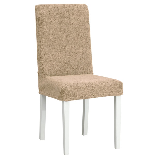 фото Чехол на стул плюшевый venera, цвет бежевый, 1 предмет