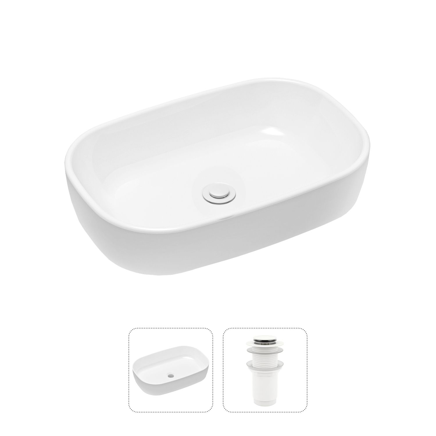фото Комплект 2 в 1 lavinia boho bathroom sink slim 21520806: накладная раковина, донный клапан