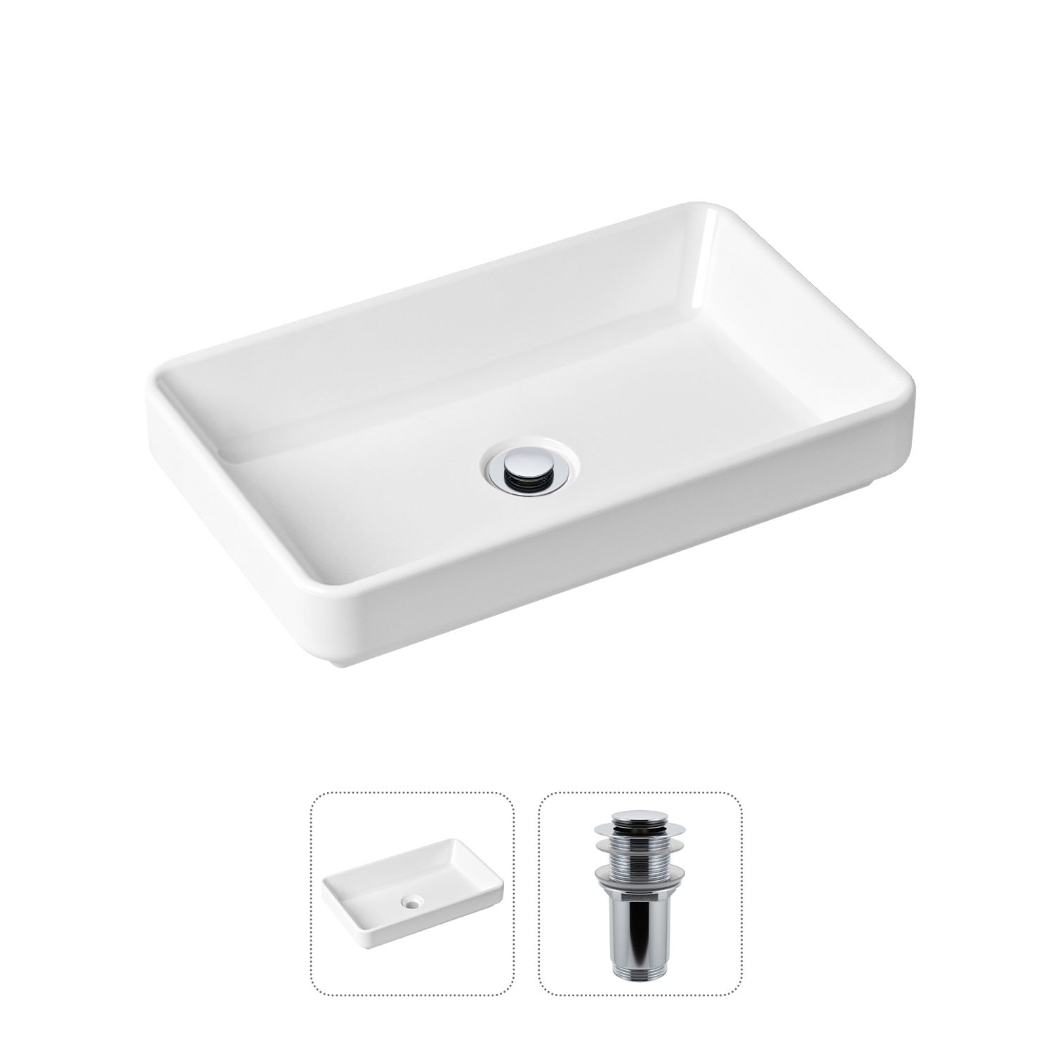 фото Комплект 2 в 1 lavinia boho bathroom sink slim 21520808: накладная раковина, донный клапан