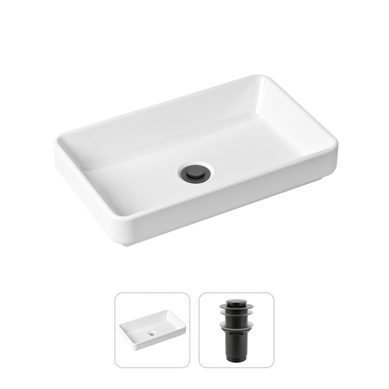фото Комплект 2 в 1 lavinia boho bathroom sink slim 21520810: накладная раковина, донный клапан