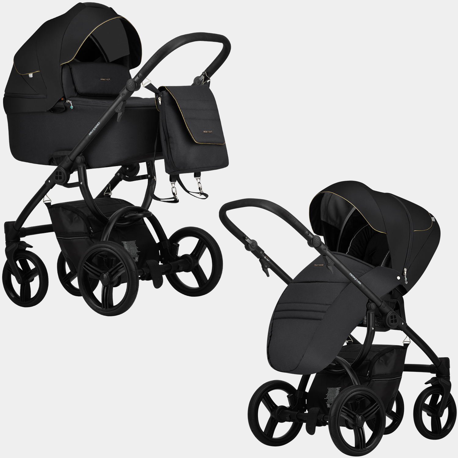 Коляска 2 в 1 Bebetto Murano SI01, черная экокожа, отделка золотая, рама черная, Murano
Коляска 2 в 1 Bebetto Murano SI01, черная экокожа, отделка золотая, рама черная, Murano