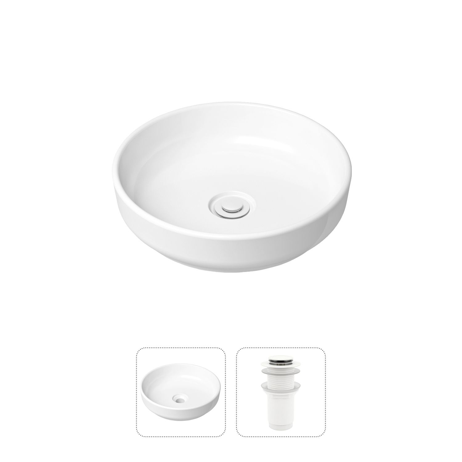 фото Комплект 2 в 1 lavinia boho bathroom sink slim 21520826: накладная раковина, донный клапан