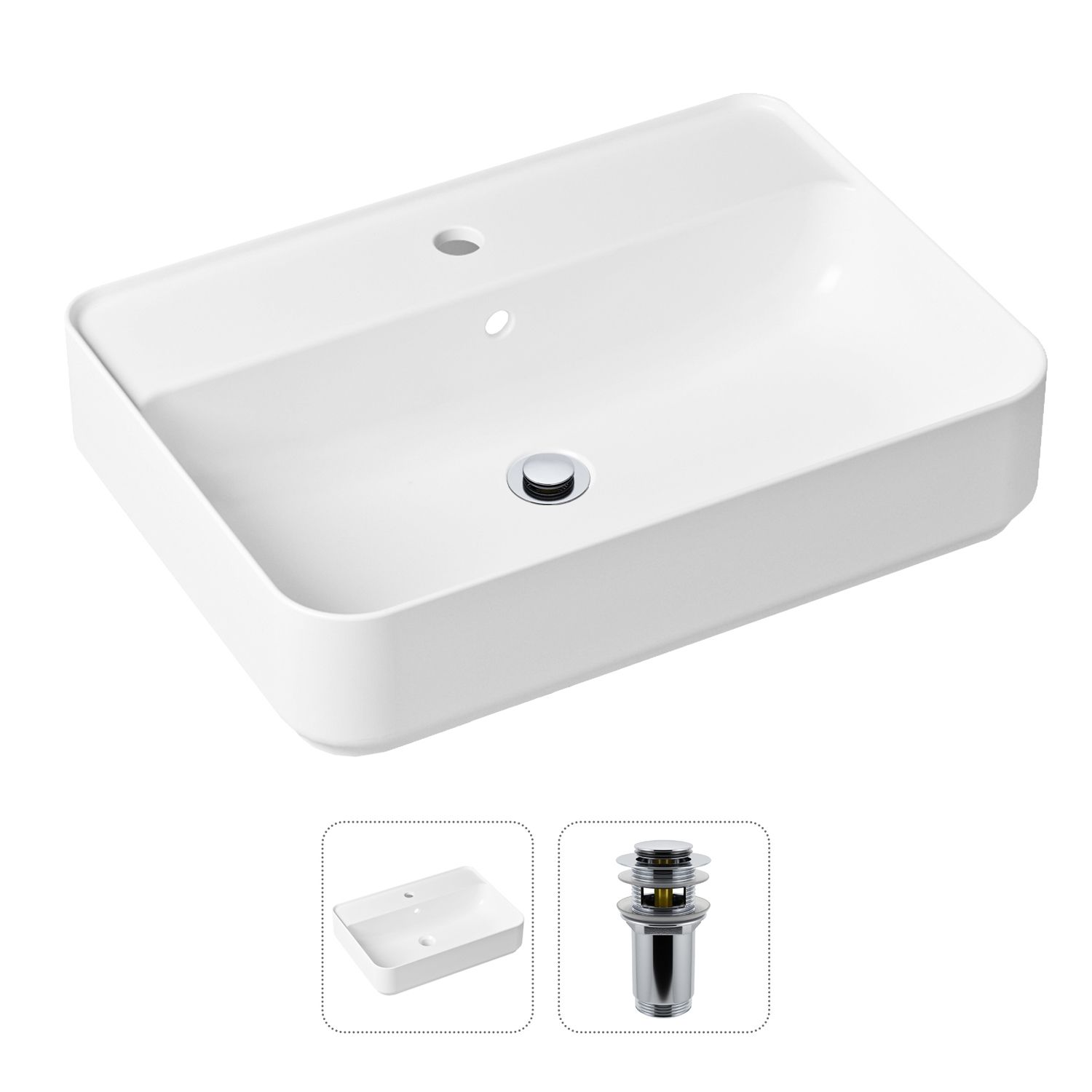 фото Комплект 2 в 1 lavinia boho bathroom sink 21520848: накладная раковина, донный клапан